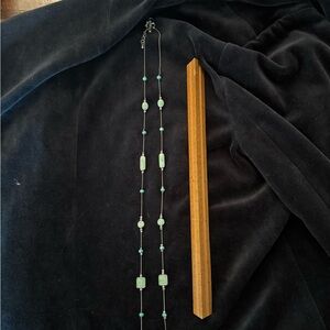 Charming Charlie Blue Green Turquoise and Silver Necklace Long Boho